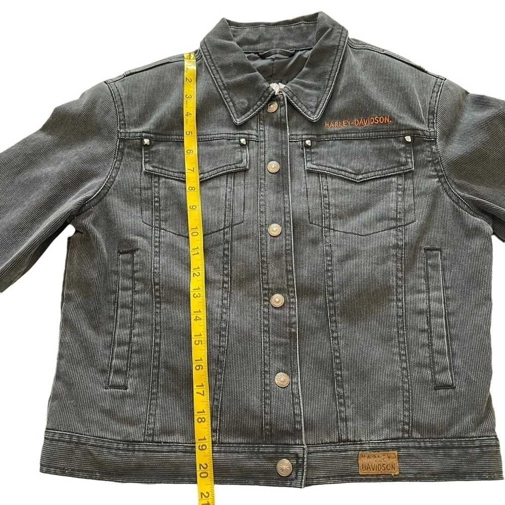 Harley Davidson Snap Front Cropped Moto Jacket  with Made in Milwaukee P… - Picture 5 of 16